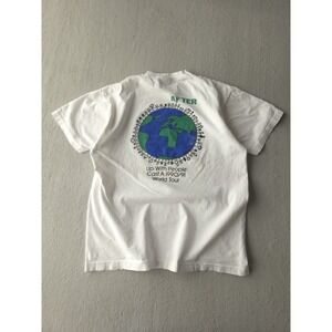 Vintage 90s Up With People World Tour Earth White Cotton T-shirt USA Made XL